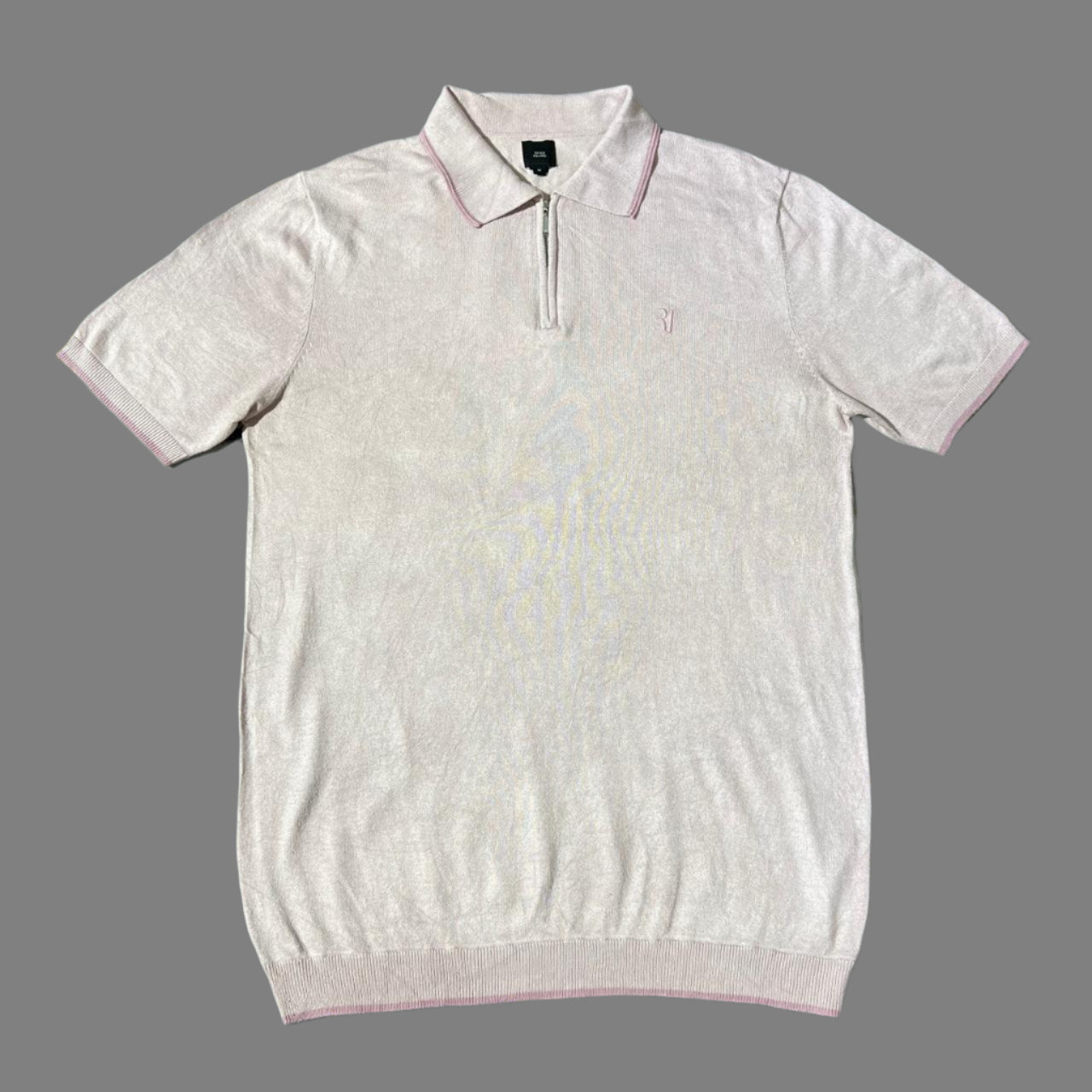 Light Pink Silk Blend Half Sleeves Zipper Polo