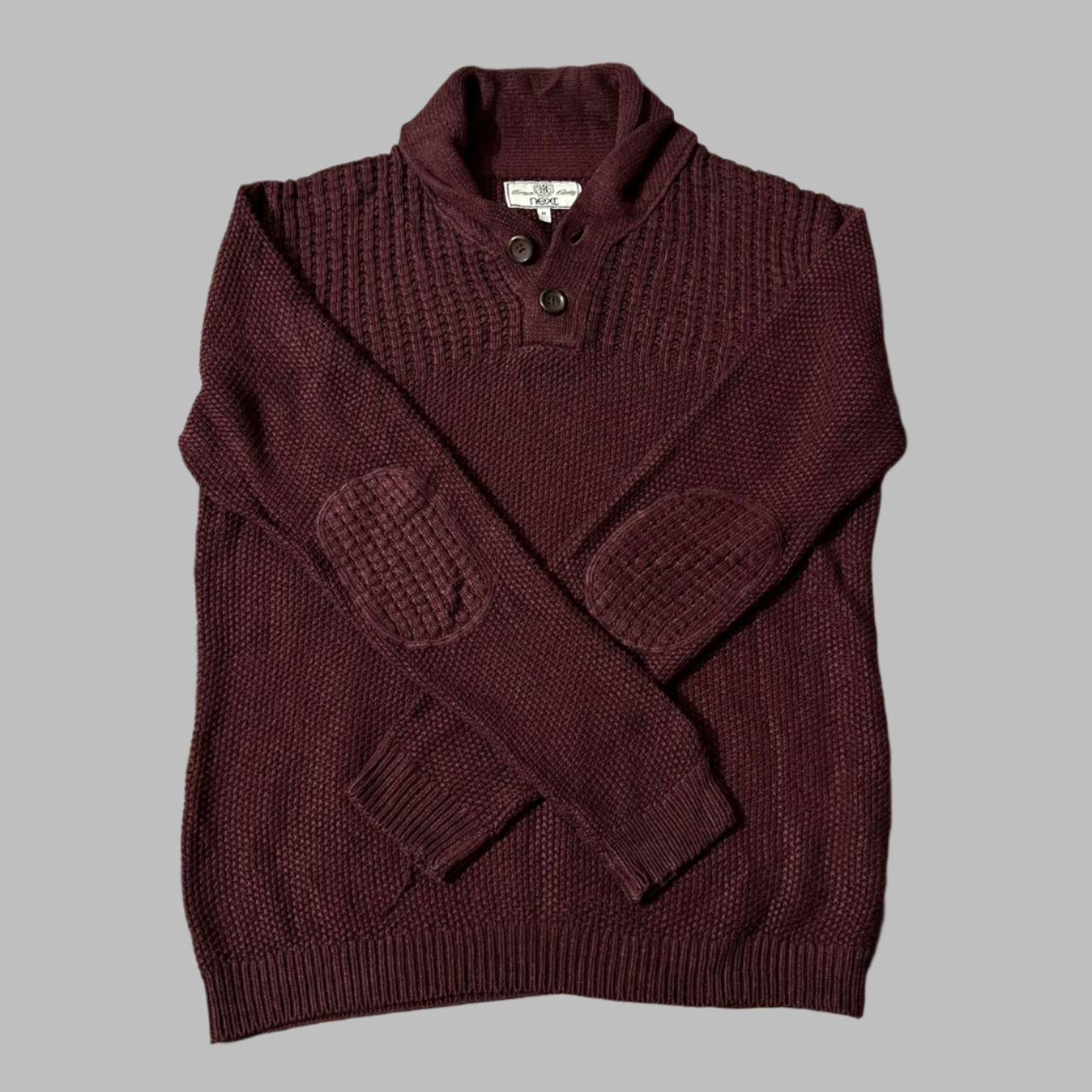 Maroon Shawl Collar Knitted Sweater