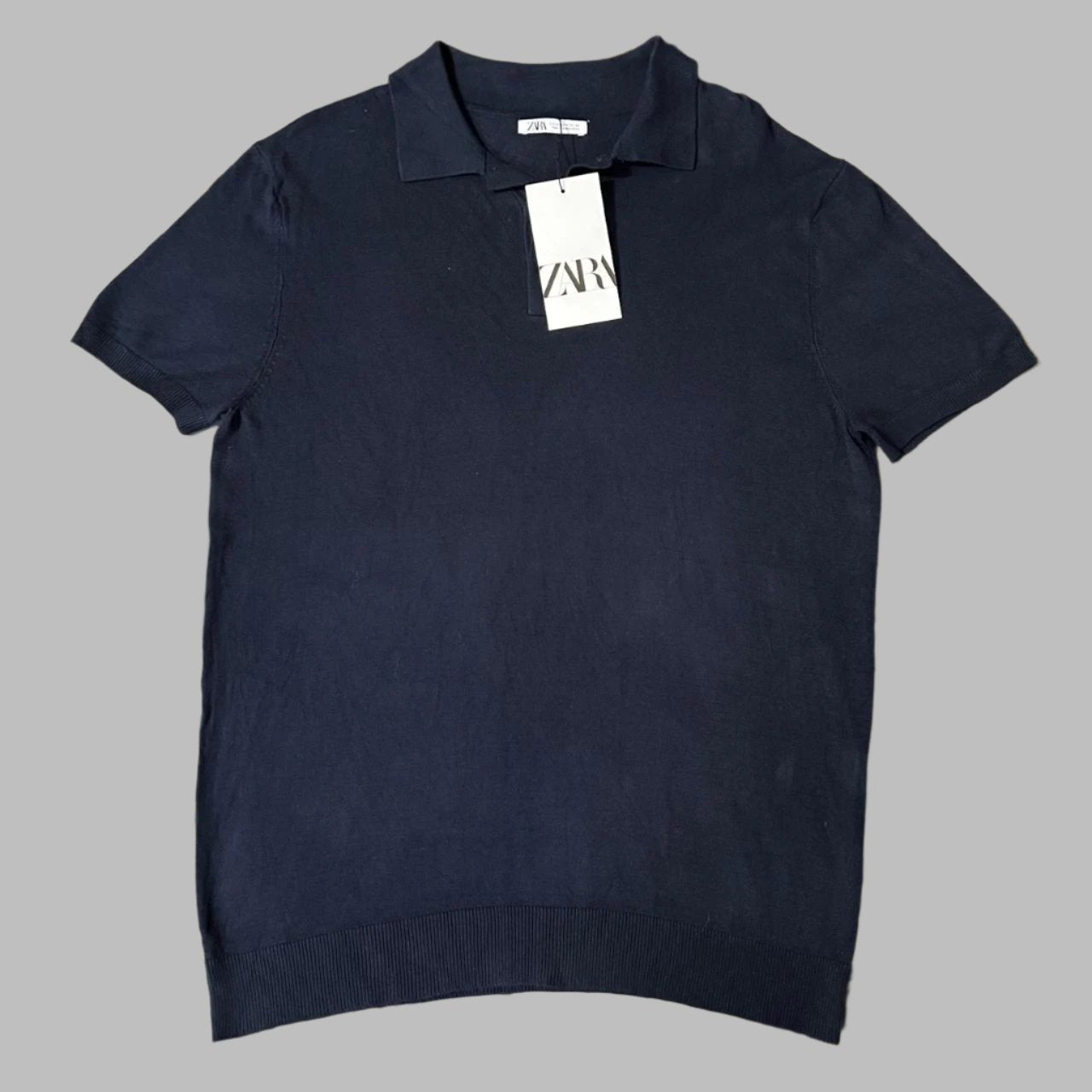 Navy Blue Knit Half Sleeves Polo