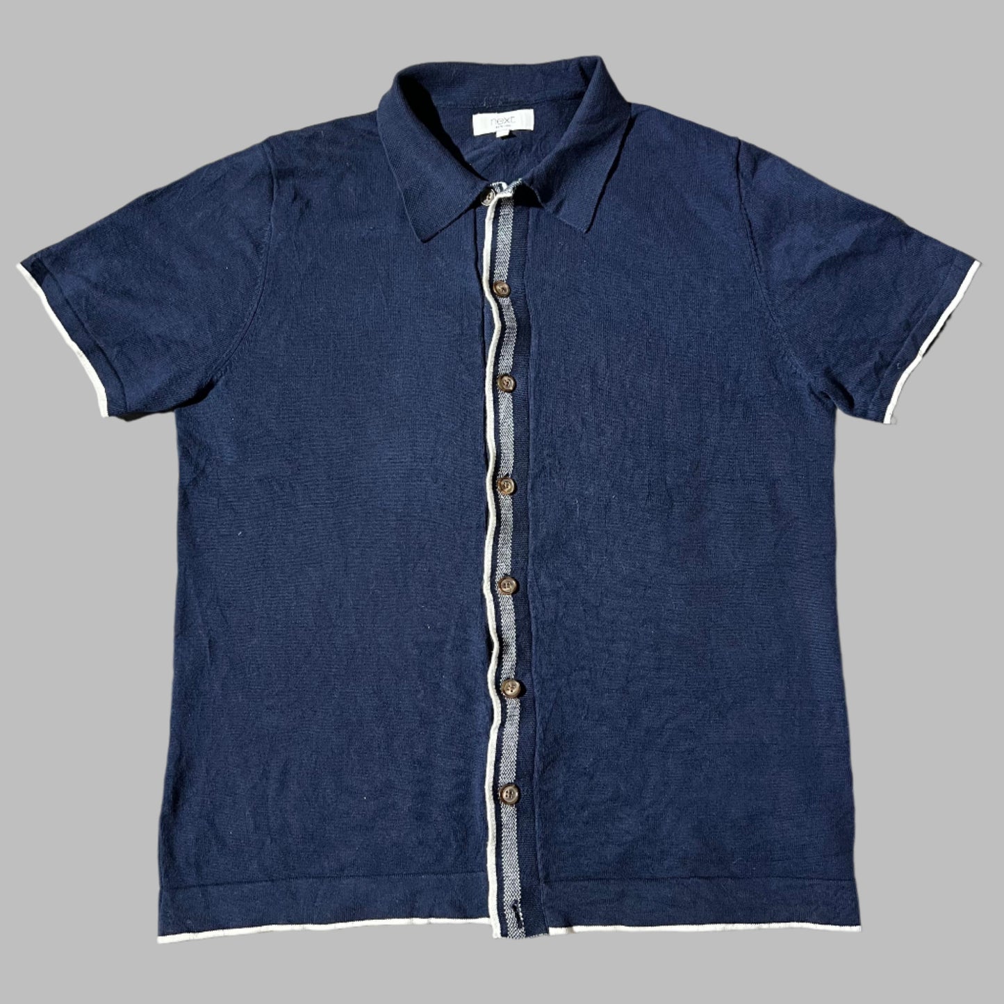 Navy Blue Buttoned Down Knitted Shirt