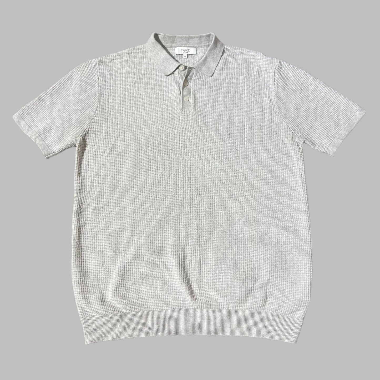 Waffle Knit Textured Gray Half Sleeves Polo