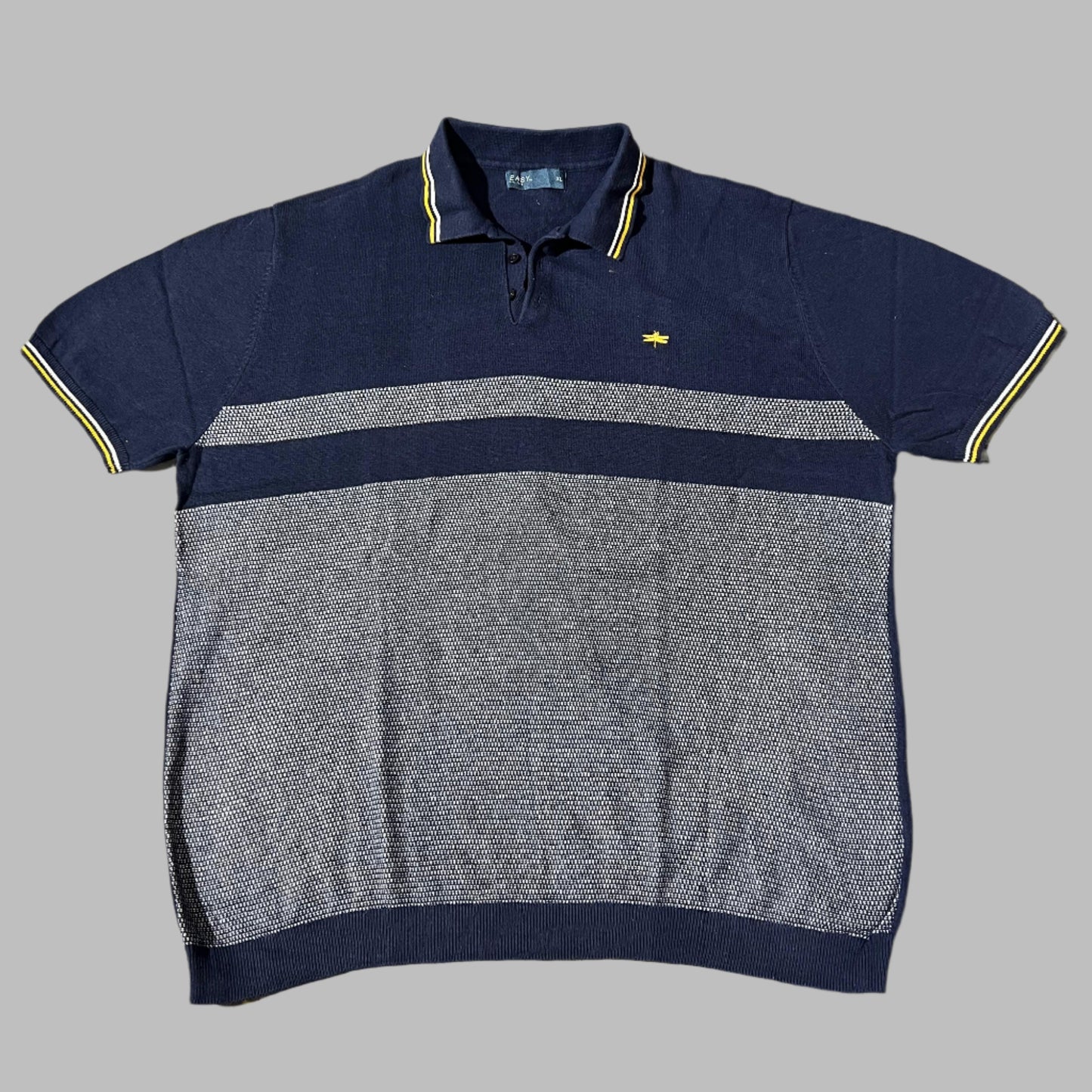 Two Toned Patterned Knit Polo