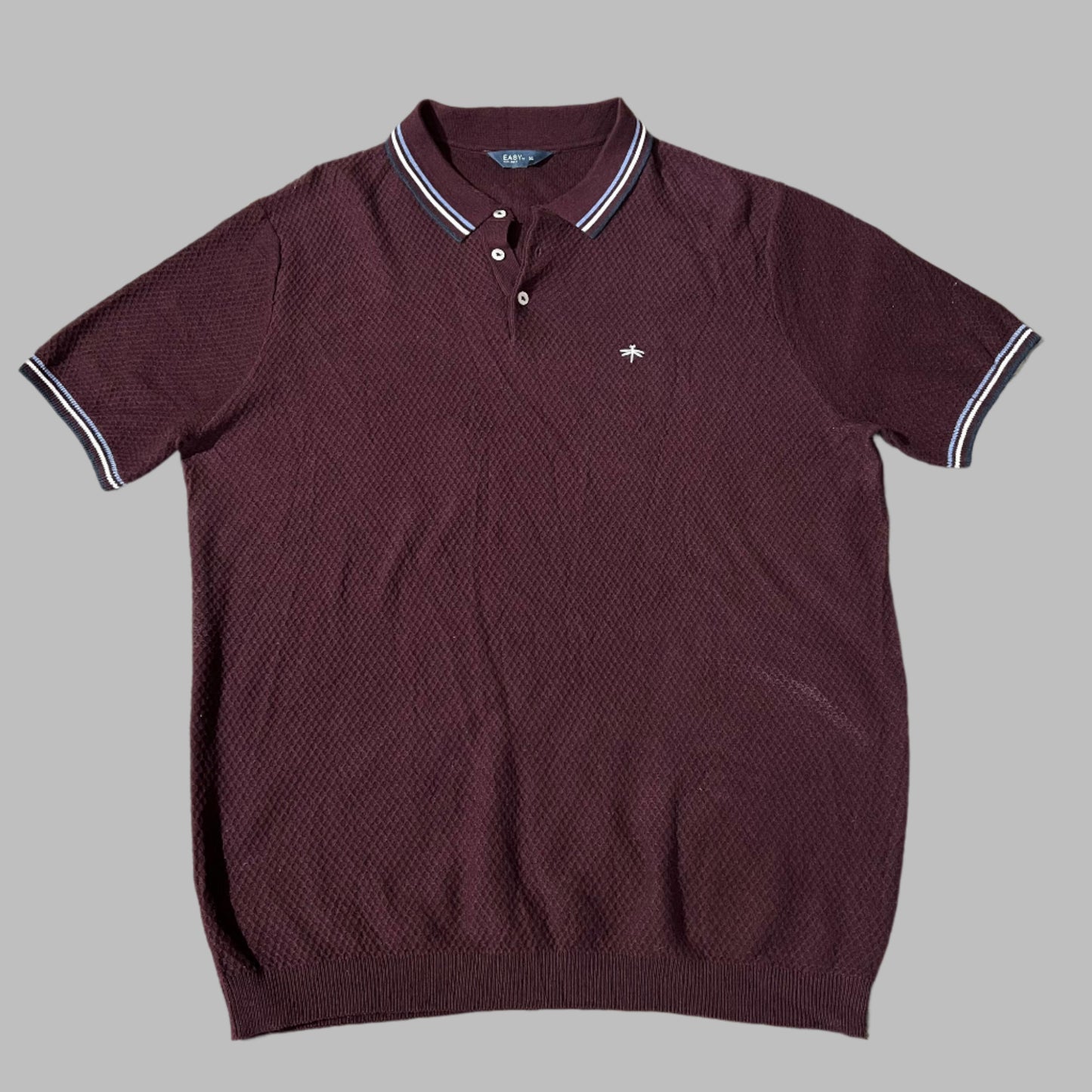Maroon Textured Half Sleeves Knitted Polo
