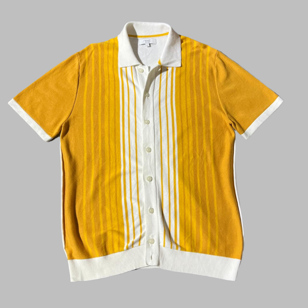 White Yellow Stripes Half Sleeves Buttoned Down