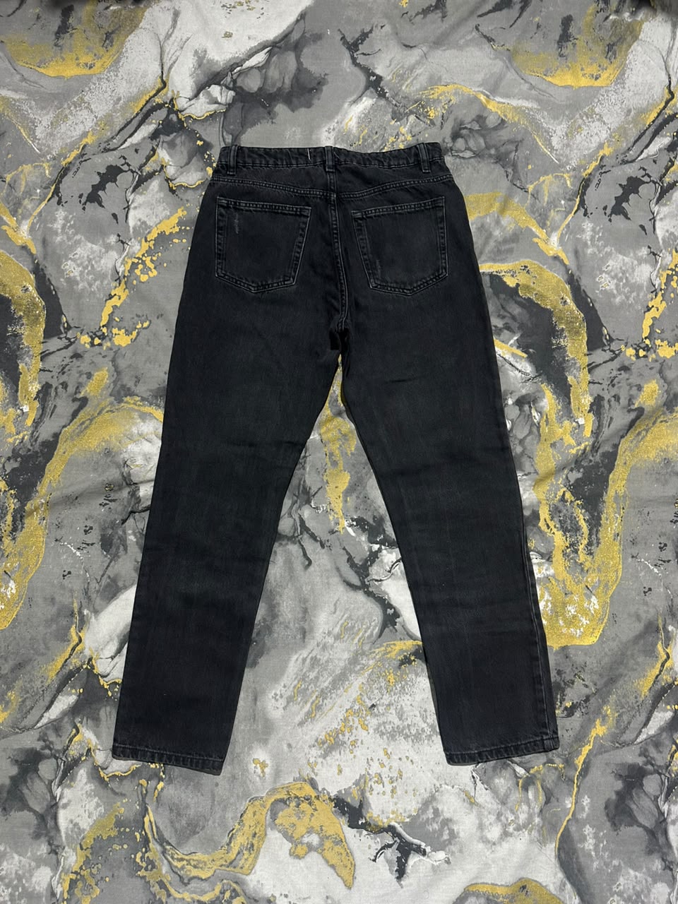 Black Straight Fit Ripped Denim Jeans