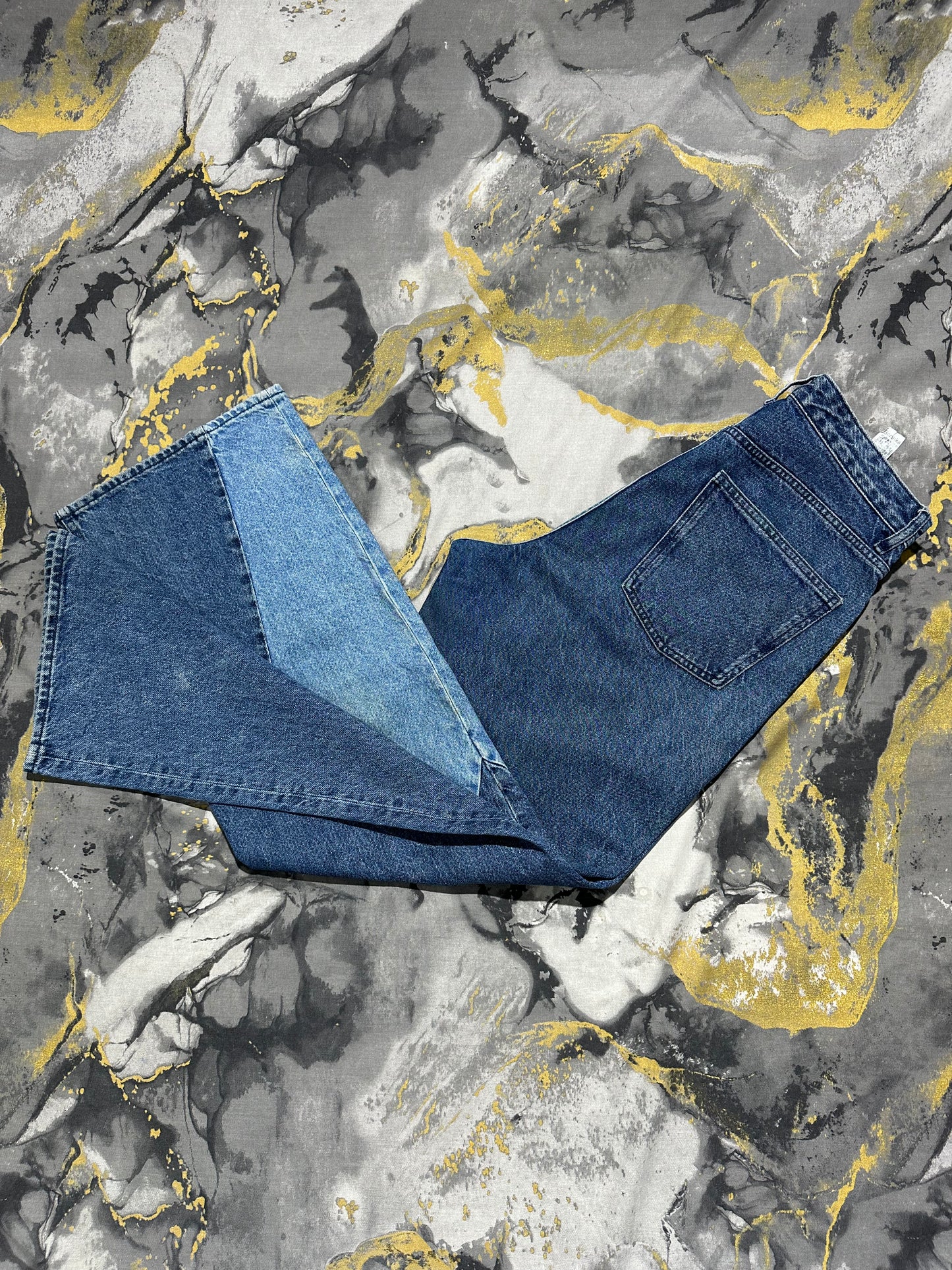 BERSHKA Multi Pattern Two Toned Denim Jeans