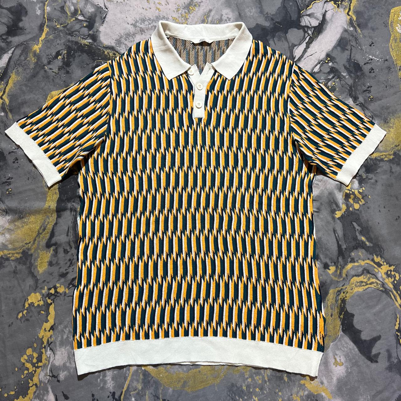 Yellow Green Mixed Pattered Knit Polo