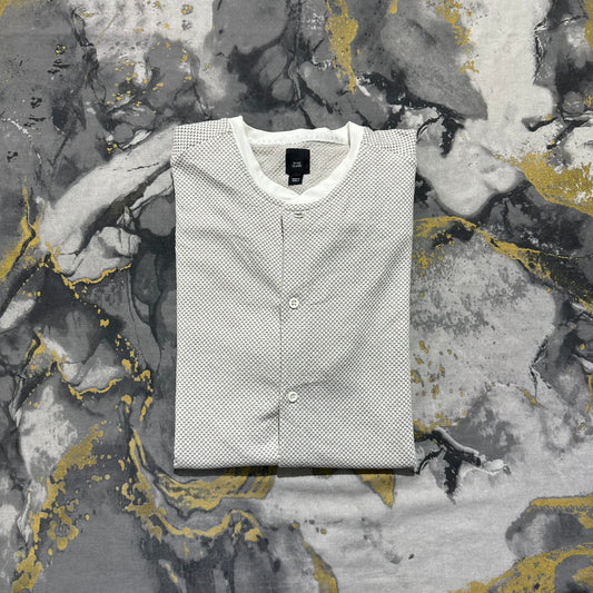 River Island Offwhite Waffle Knit Textured Half Sleeves Buttoned Down