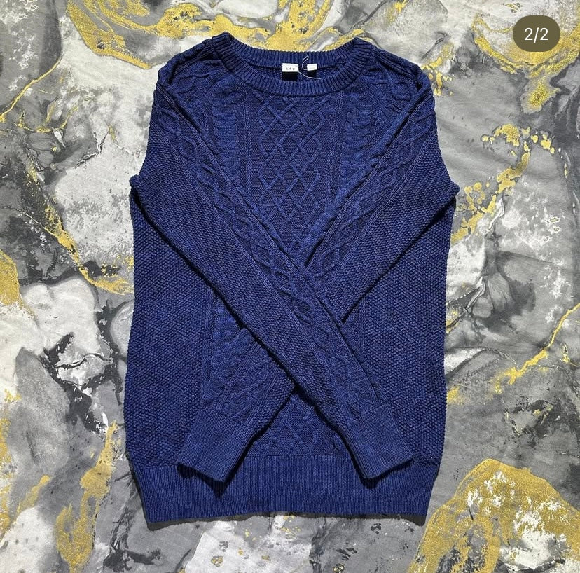 Blue Cable Knit Sweater