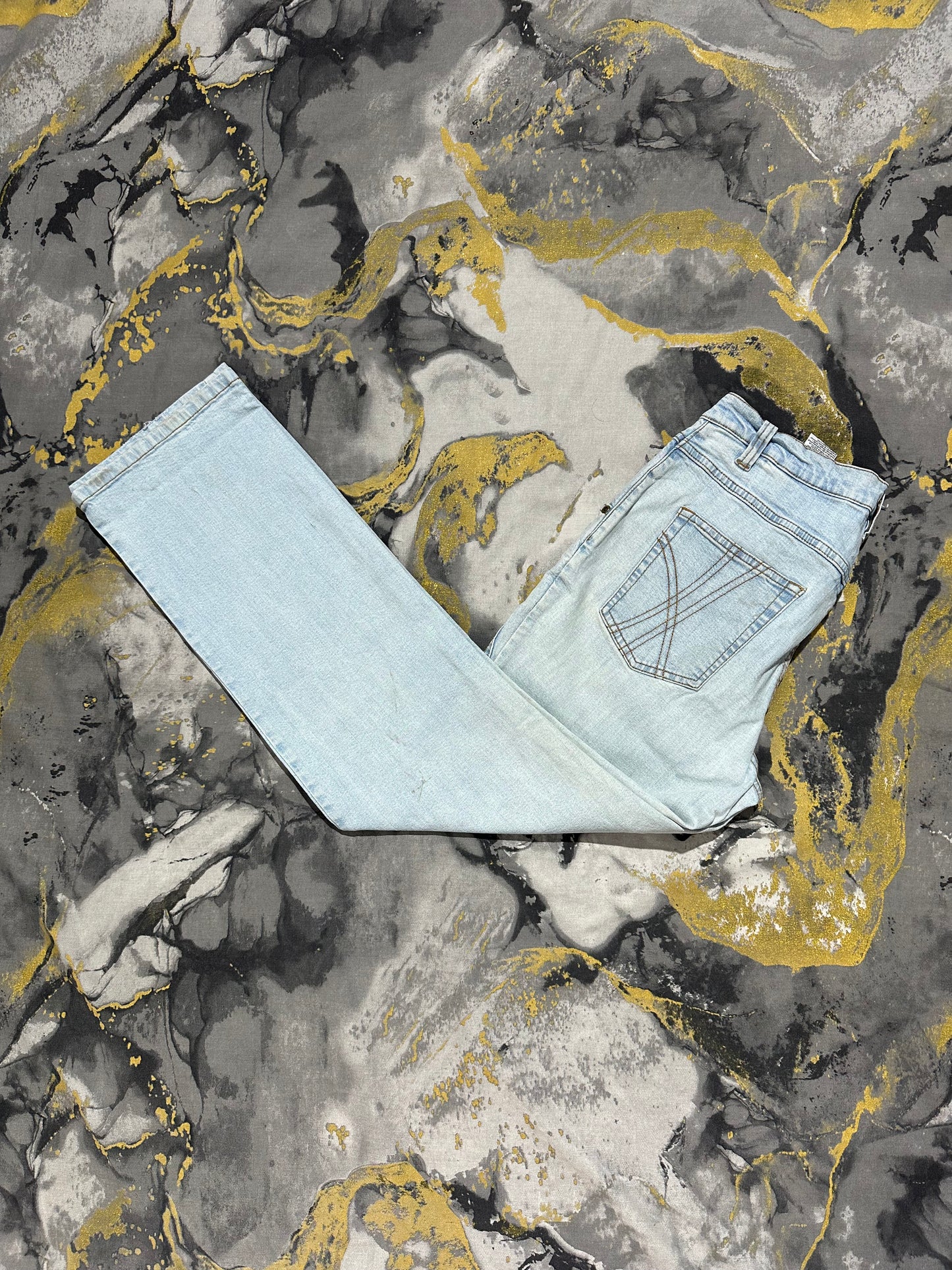 Sky Blue Straight Baggy Denim Jeans