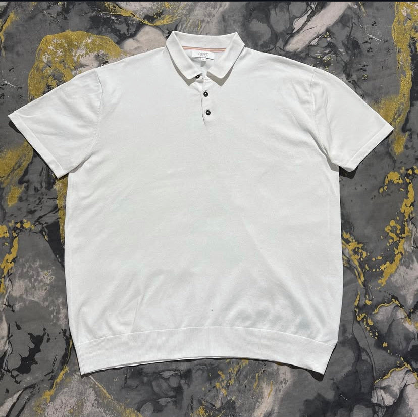 NEXT Soft Cotton Solid White Zipper Polo