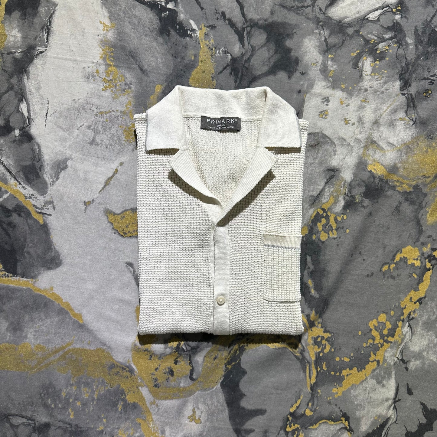Primark Cream Knitted Half Sleeves Buttoned Down