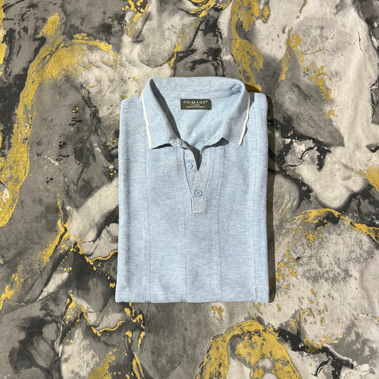 Primark Sky Blue Patterned Knitted Polo