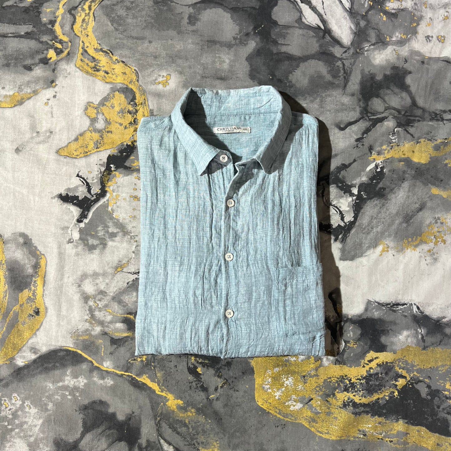 Blue Linen Full Sleeves Buttoned Down