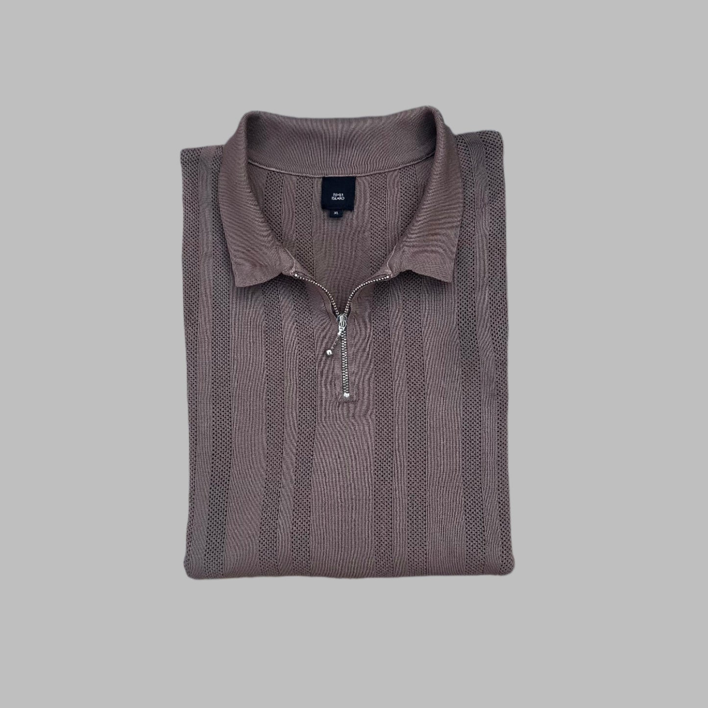 Large Brown Full Sleeves Half Zipper