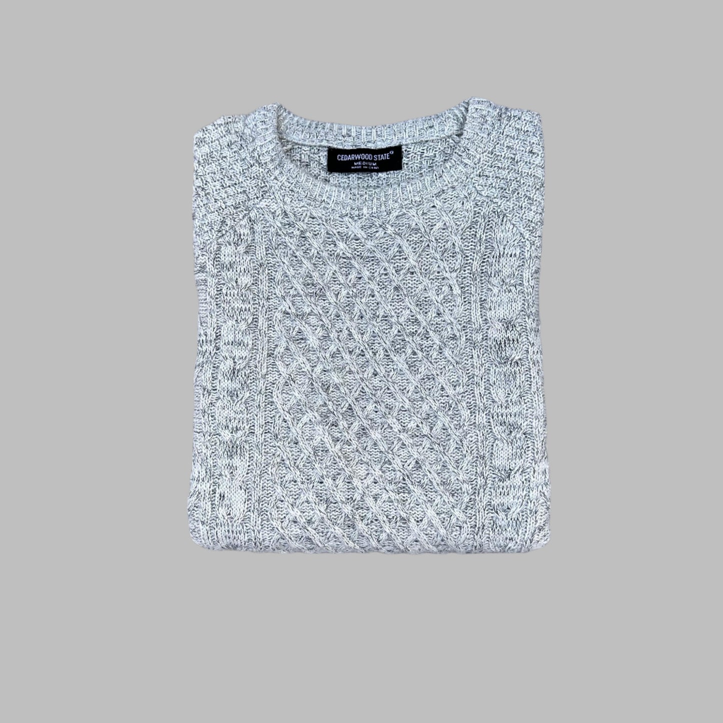 X-Large Grey Knitted Full Sleeves Sweater