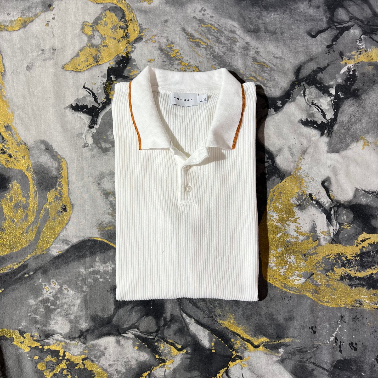 Topman White Ribbed Polo