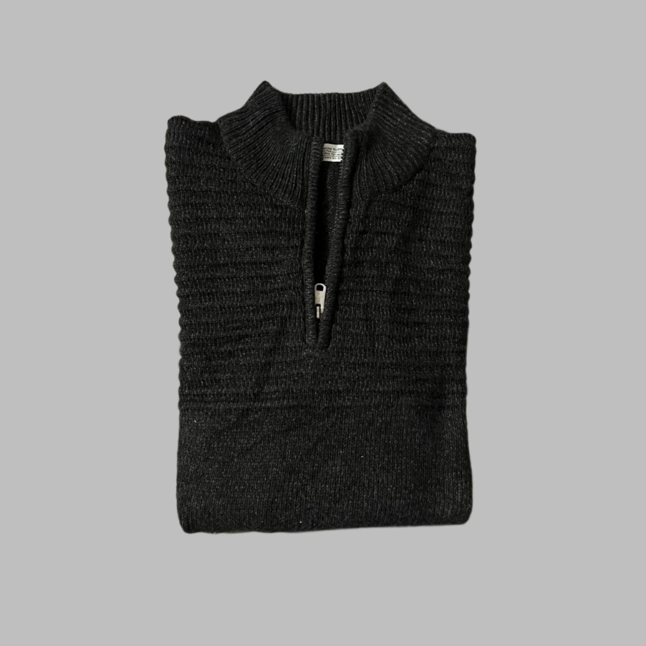 XXL Full Sleeves Knitted Half Black Zipper