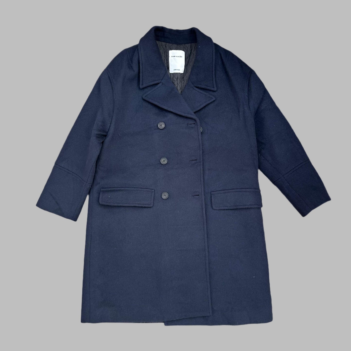 Dark Blue Wool Long Coat