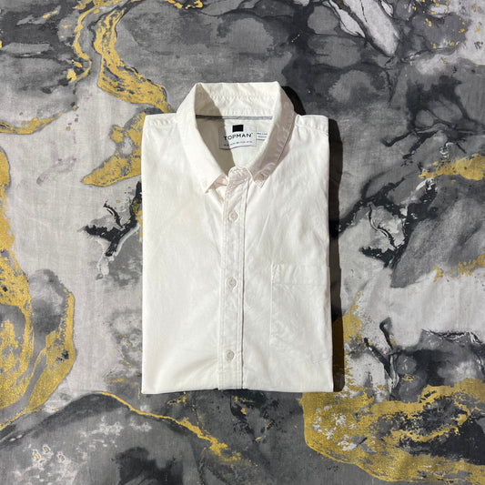 Topman White Cotton Half Sleeves Buttoned Down