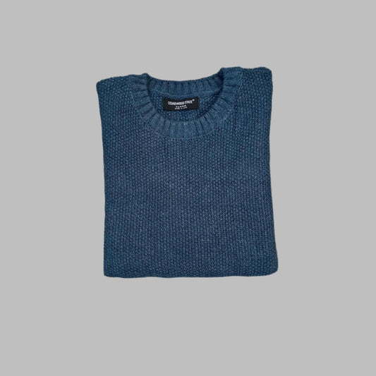Large Blue Full Sleeves Knit Sweater