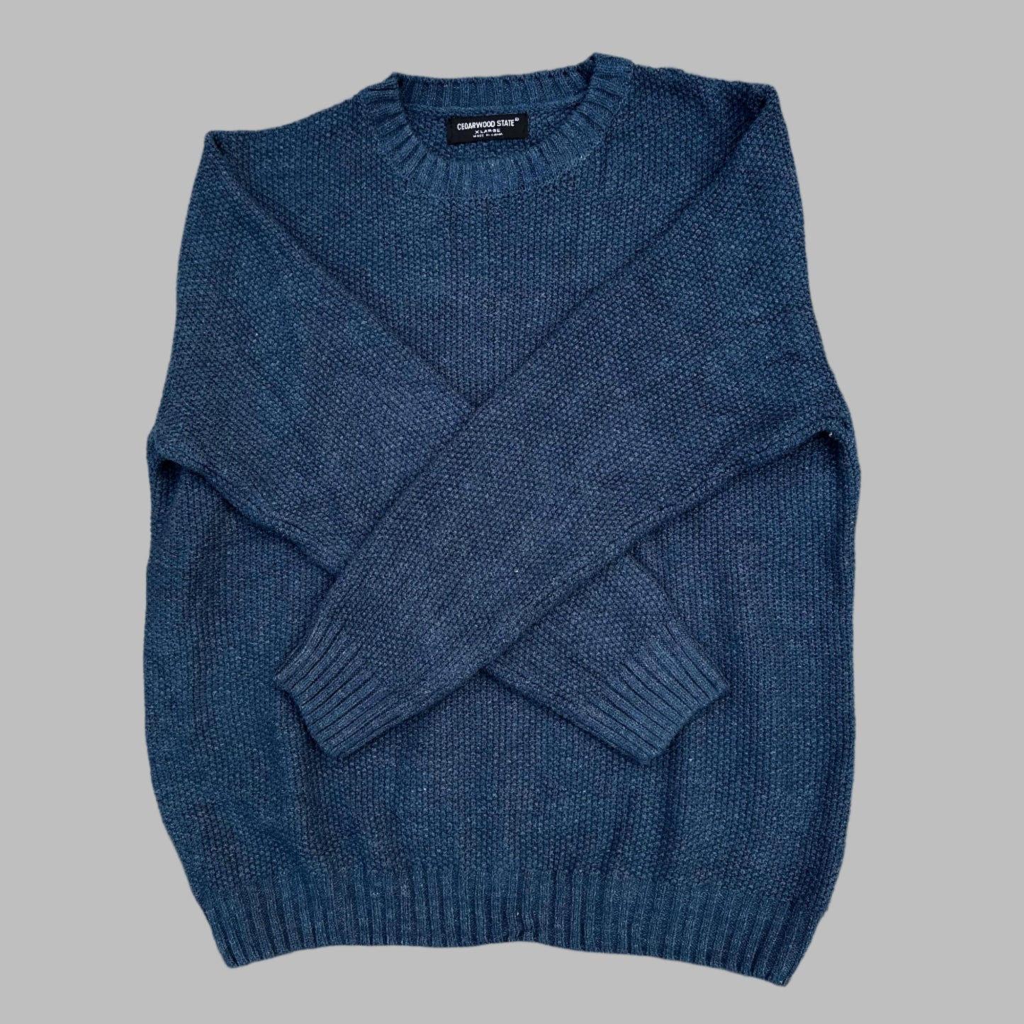 Large Blue Full Sleeves Knit Sweater