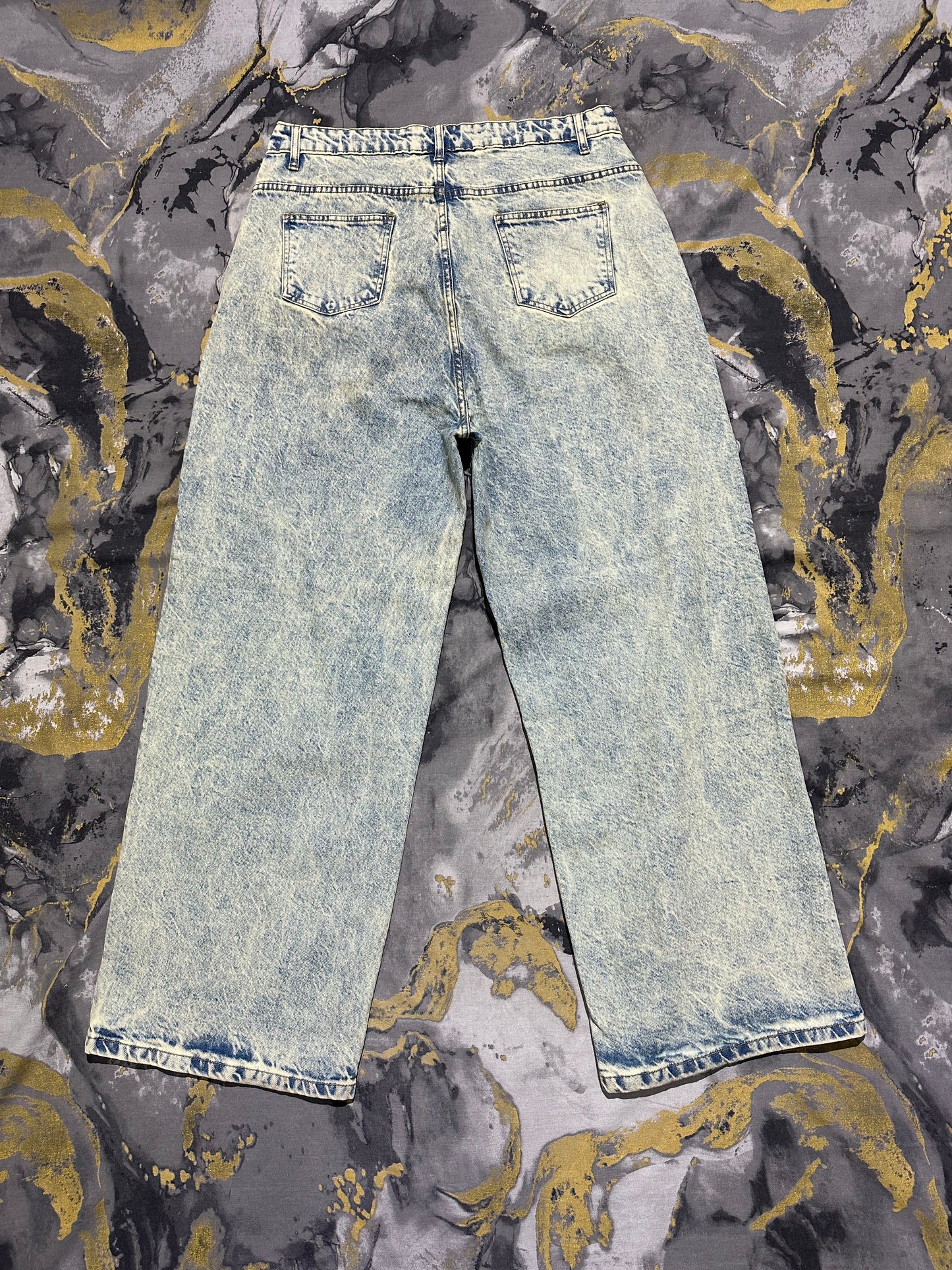 BOOHOO MAN Light Blue Acid Wash Baggy Jean