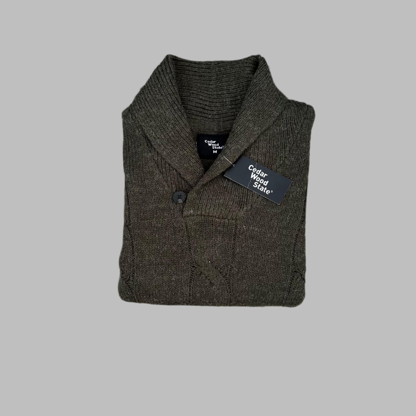 Olive Green Full Sleeves Knitted Sweater