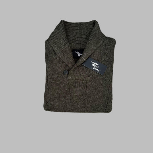Olive Green Full Sleeves Knitted Sweater