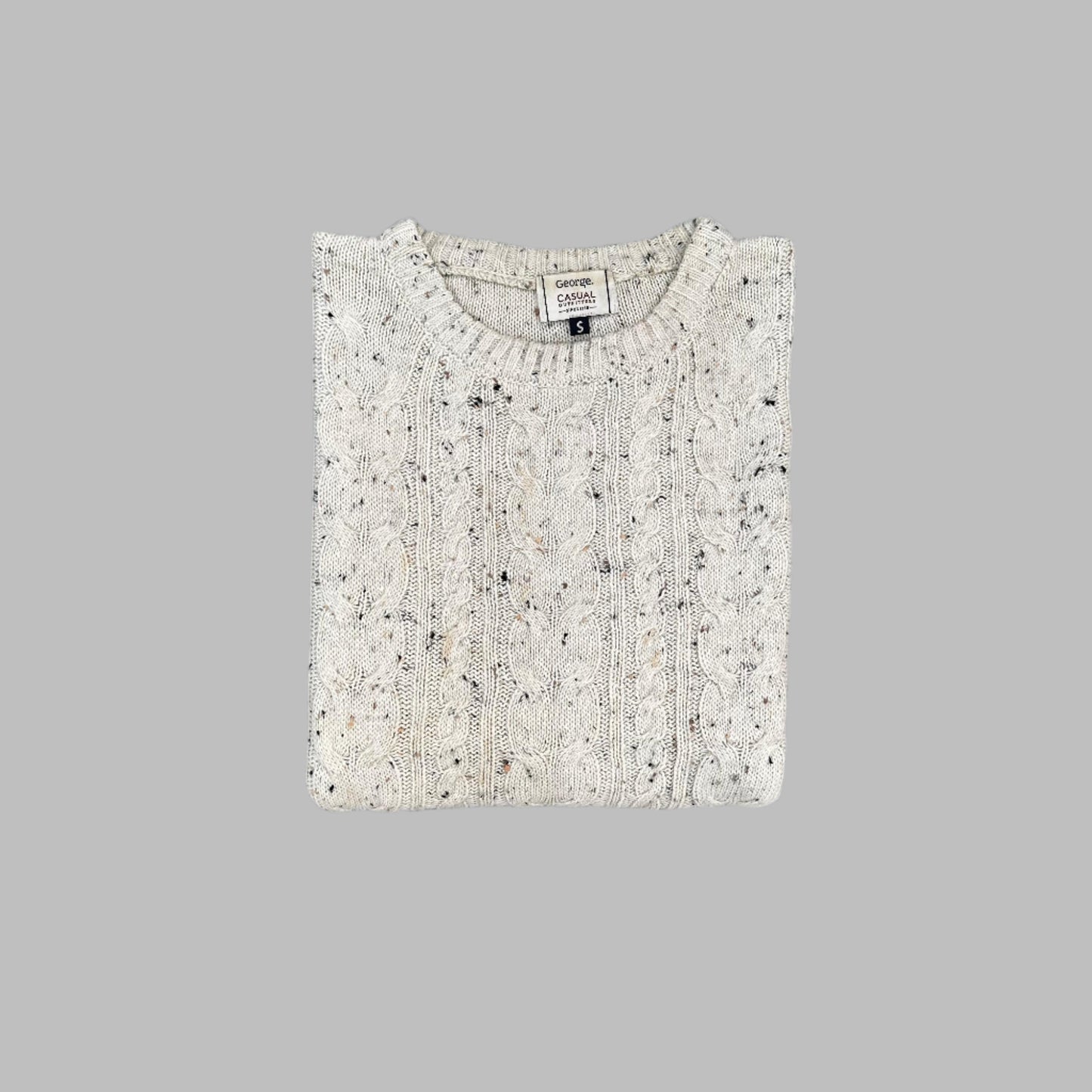 White Full Sleeves Knitted Sweater