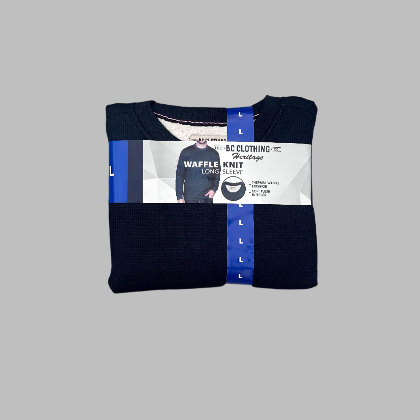 Navy Blue Waffle Knit Full Sleeves Sweater