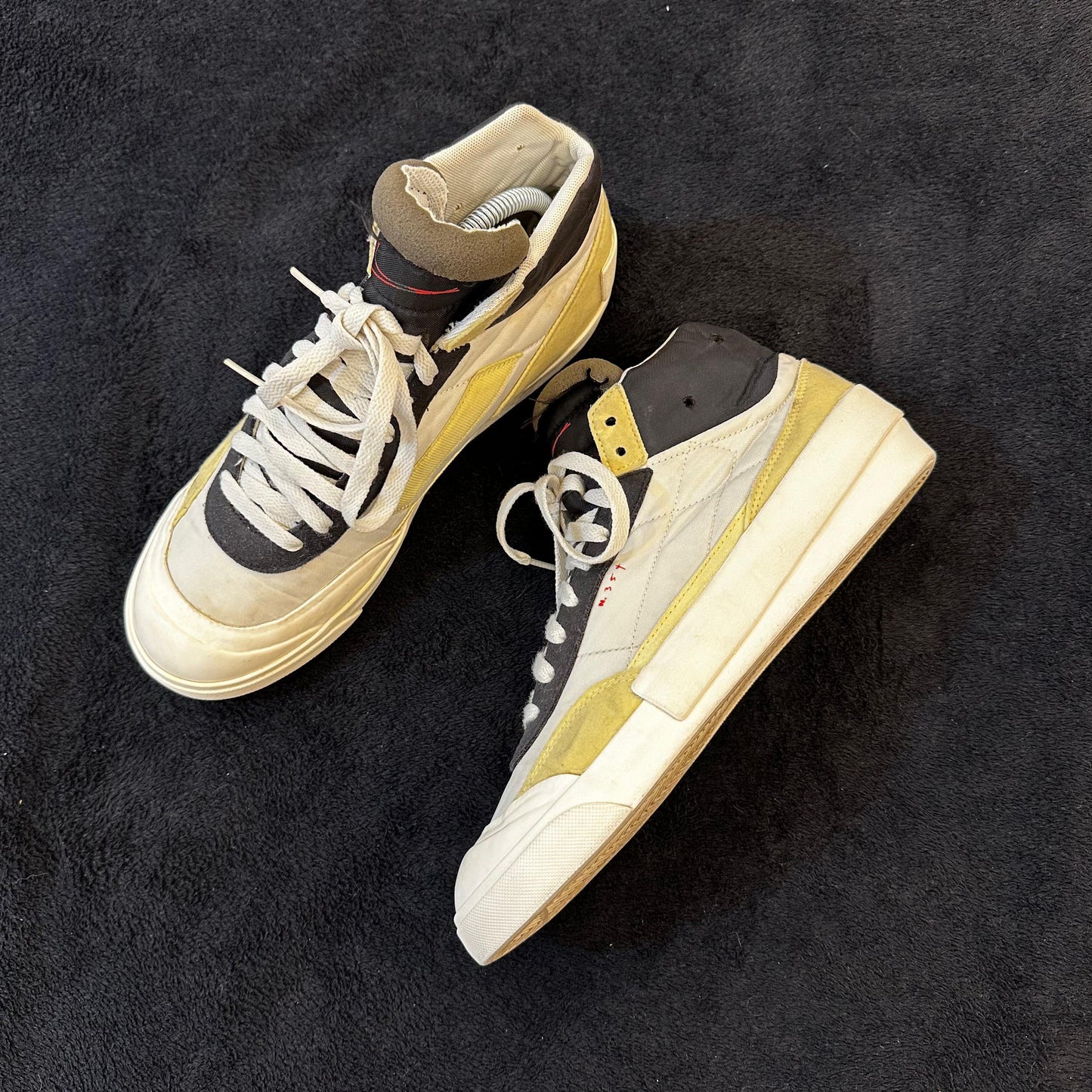 White Yellow High Top Sneakers Shoes