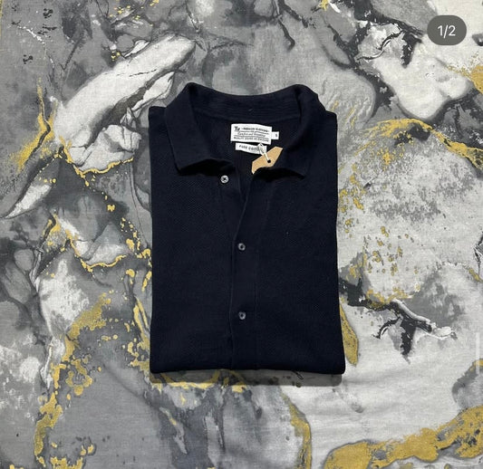 Blackish Dark Navy Blue Button Down Shirt