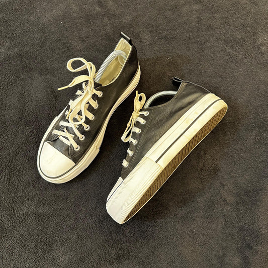 Black Leather Sneaker Shoes