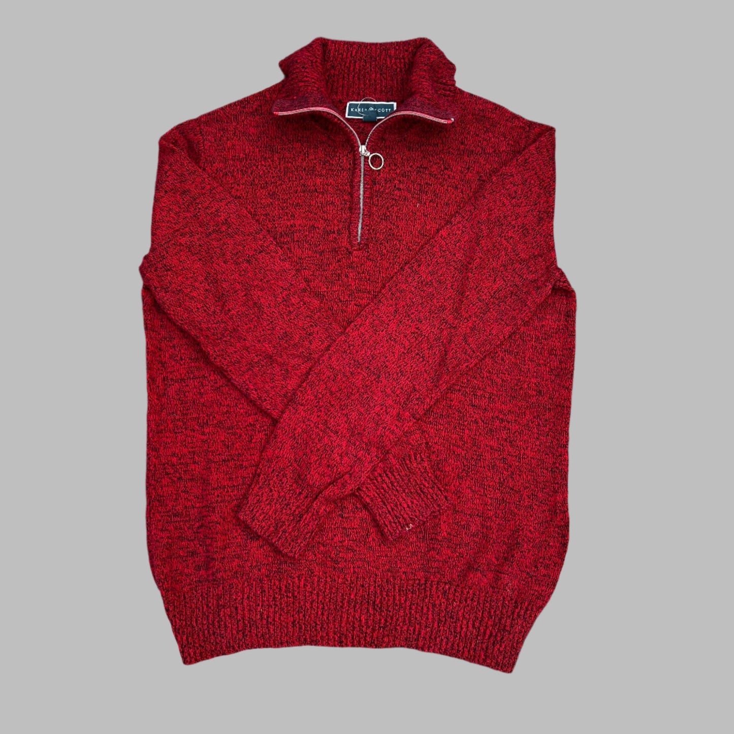 Small Red Full Sleeves Half Zipper