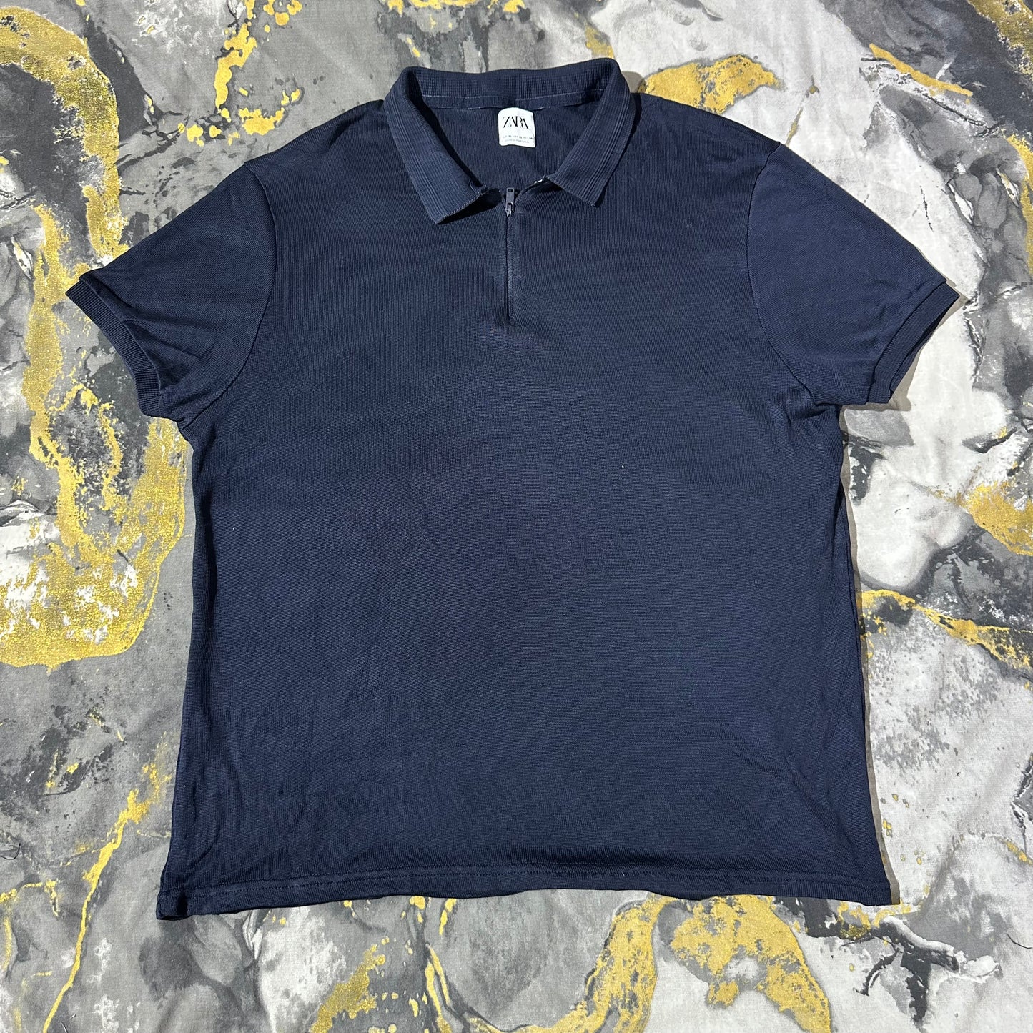 Zara Dark Blue Zipper Polo