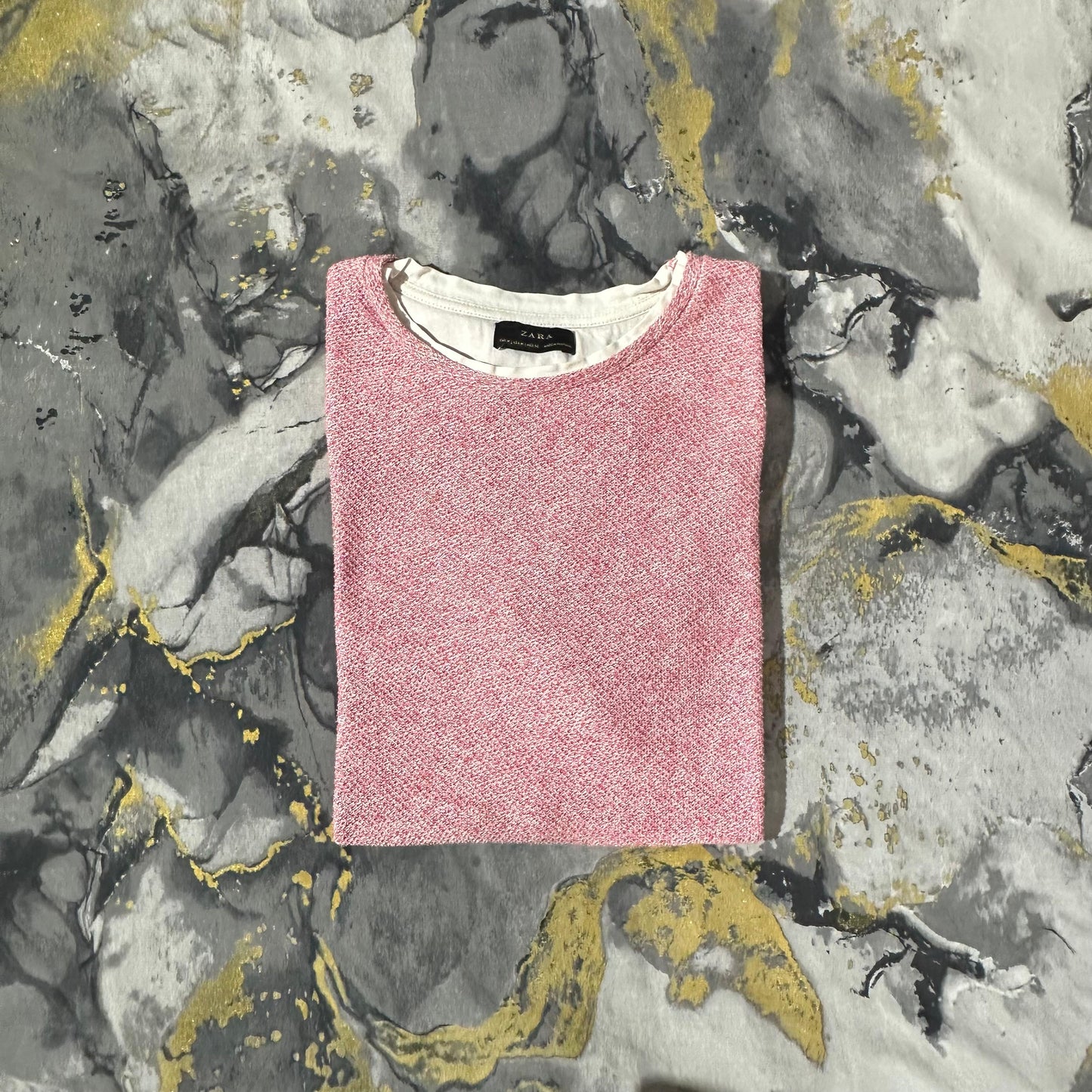 Light Pink Knitted Textured T-Shirt