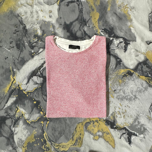 Light Pink Knitted Textured T-Shirt