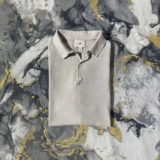 H&M Skin Waffle Knit Textured Knitted Polo