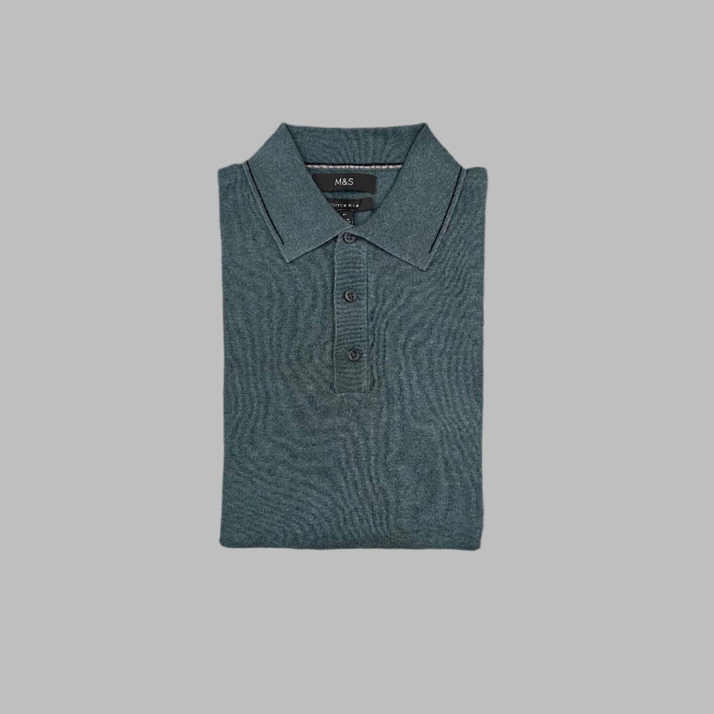 Sea Green Full Sleeves Knit Polo