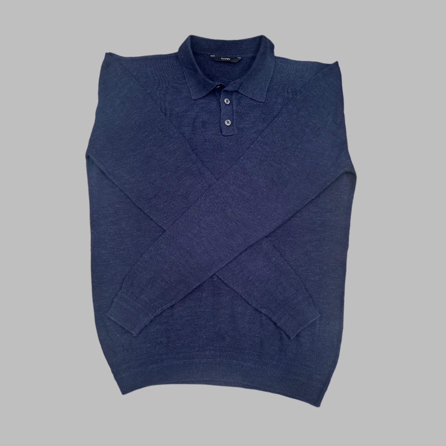 Dark Blue Full Sleeves Knit Polo