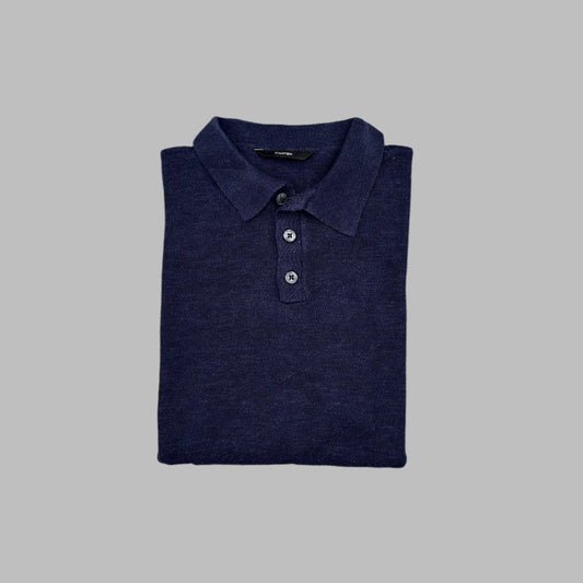 Dark Blue Full Sleeves Knit Polo