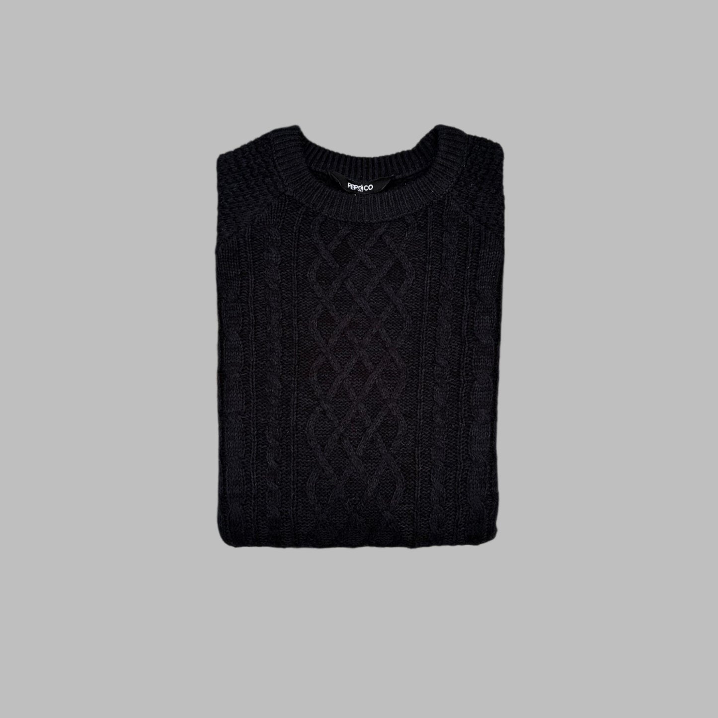 Dark Blue Full Sleeves Knitted Sweater