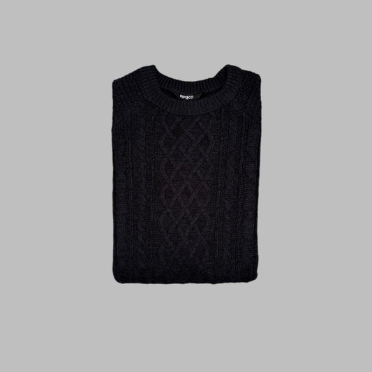 Dark Blue Full Sleeves Knitted Sweater