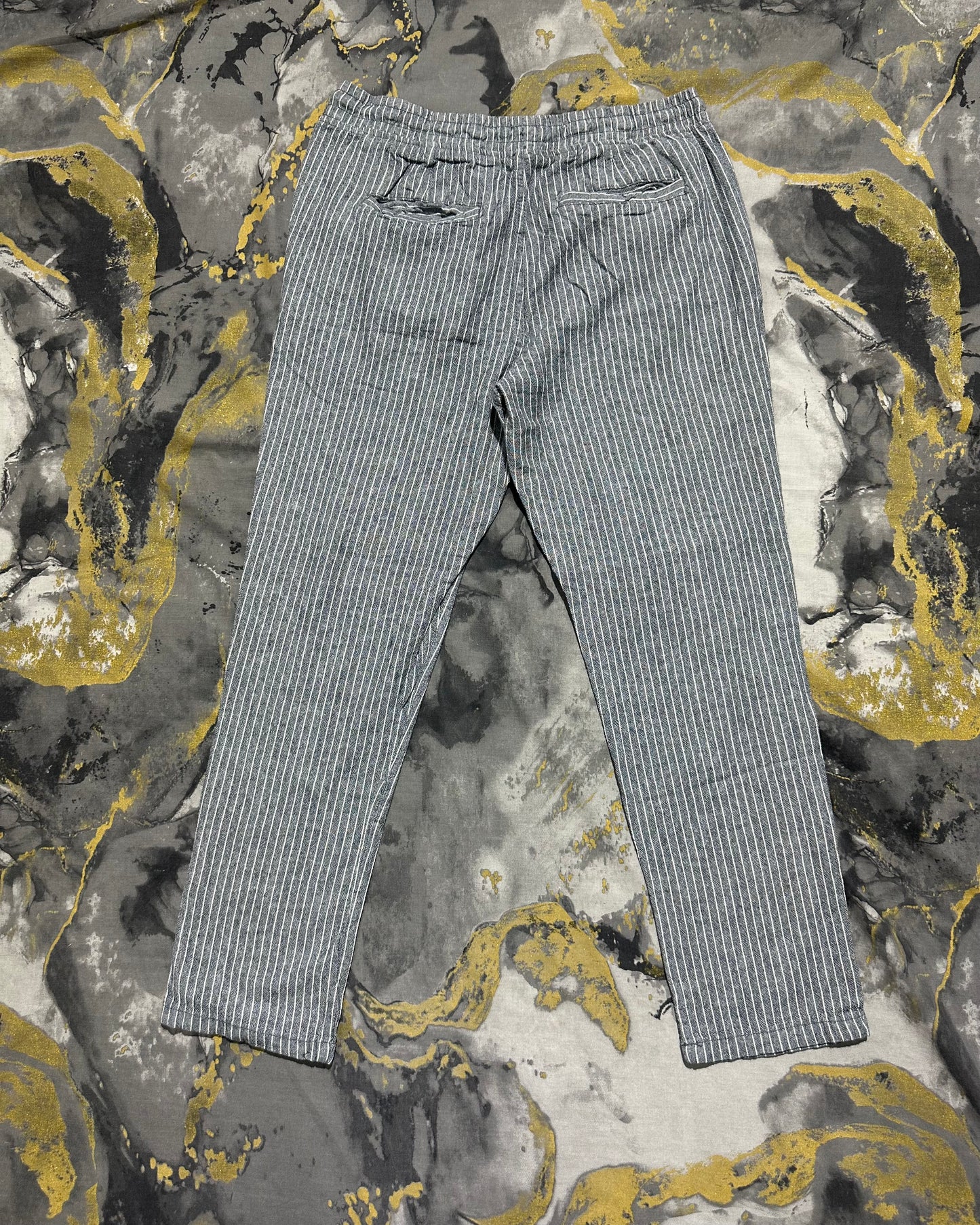 SMOG Linen Grey White Striped Linen Trouser
