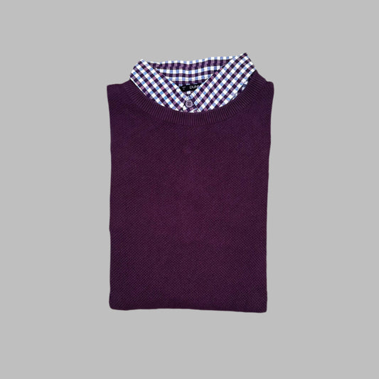 Purple Shirt Collar Sweater