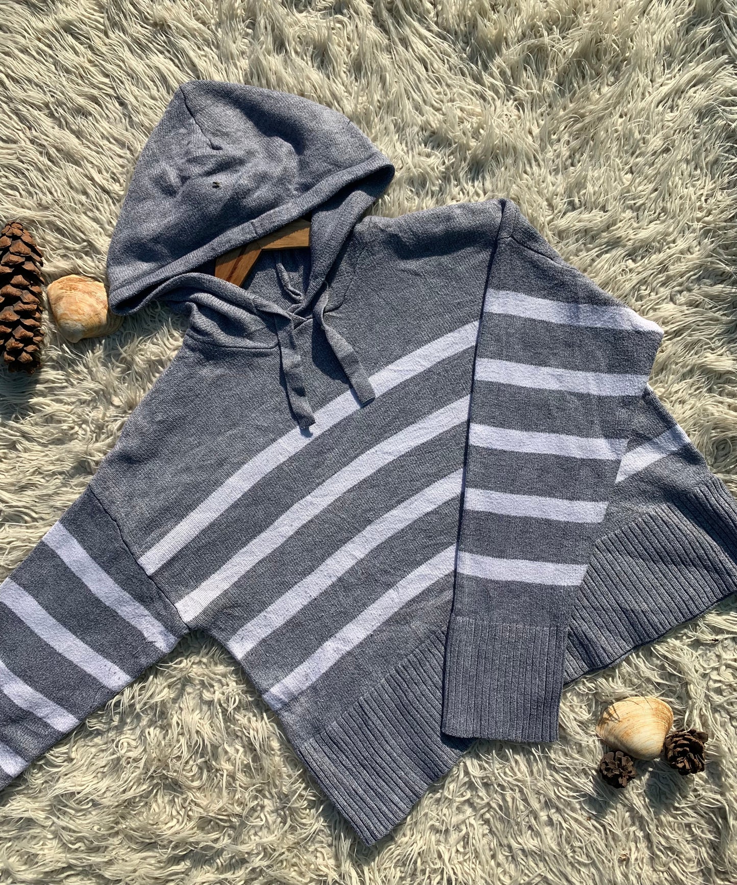 Grey Striped Hoodie