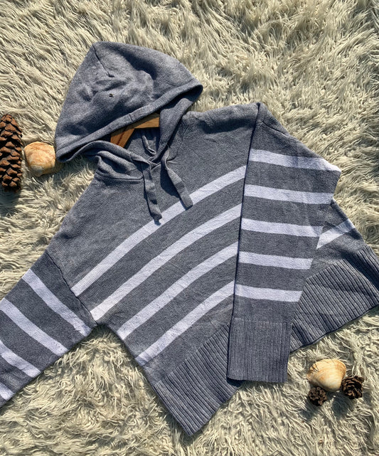Grey Striped Hoodie