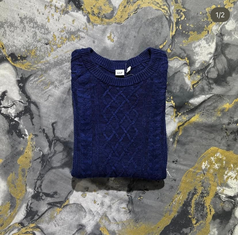 Blue Cable Knit Sweater