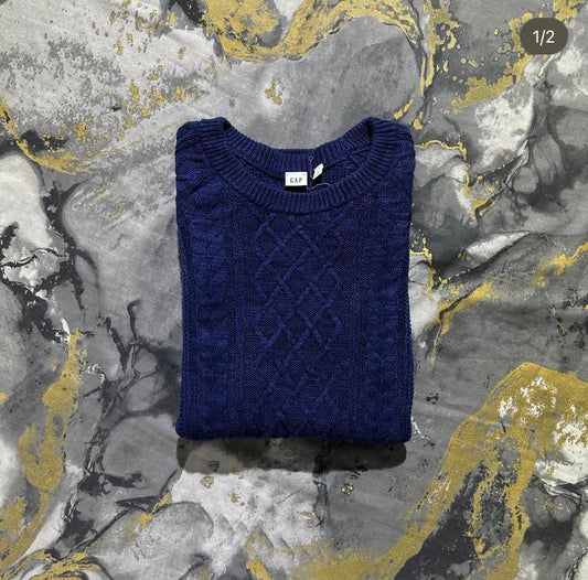 Blue Cable Knit Sweater
